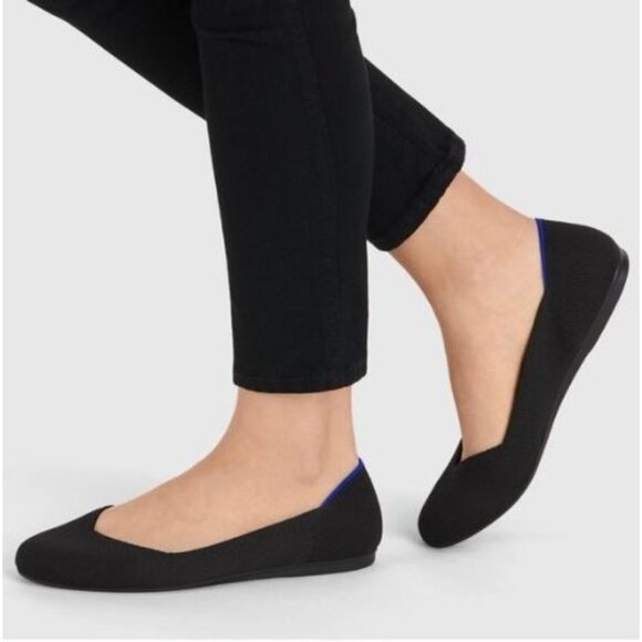 Rothy's  Womens Black and Electric Blue Signature Round Toe Flat Size 6.5 146 - Picture 2 of 16